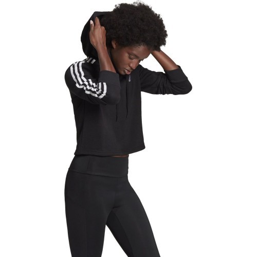 Adidas W 3S FT Crop Hoodie Women's Sweatshirt Black GM5582