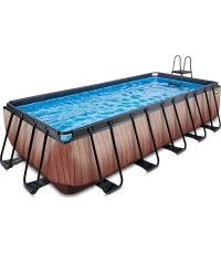 EXIT Wood pool 540x250x122cm with filter pump - brown
