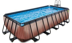 EXIT Wood pool 540x250x122cm with filter pump - brown