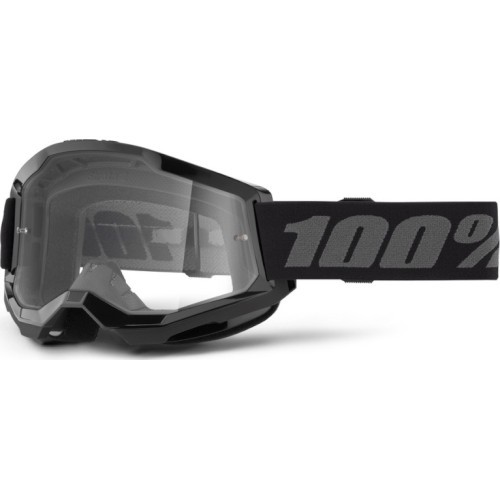 Motokroso akiniai 100% Strata 2 New - Juoda, skaidrus pleksis