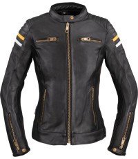 Женская кожаная мотоциклетная куртка W-TEC Stripe Lady - Чёрный