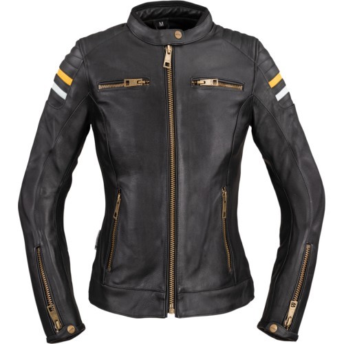 Женская кожаная мотоциклетная куртка W-TEC Stripe Lady - Чёрный