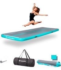 Надувной гимнастический мат inSPORTline Airstunt 400 x 100 x 10 см, серый