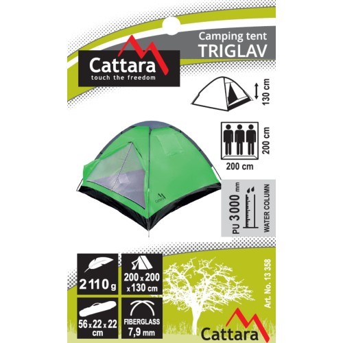 Трехместная палатка Cattara Triglav 200 x 200 x 130 см