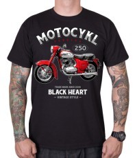 T-Shirt BLACK HEART Motorcycle Panelka - Black