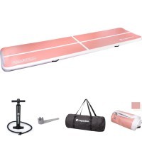 Inflatable Exercise Mat inSPORTline Airstunt 500 x 100 x 10 cm Coral Pink w/ Hand Pump