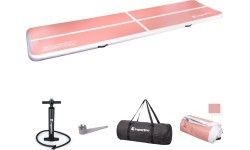 Inflatable Exercise Mat inSPORTline Airstunt 500 x 100 x 10 cm Coral Pink w/ Hand Pump