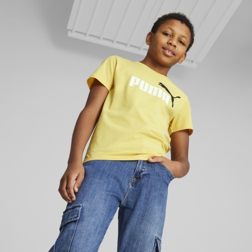Футболка детская Puma Ess+ 2 Col Logo Tee жёлтая 586985 45