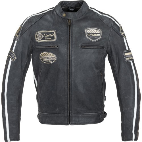 Vyriška odinė motociklininko striukė W-TEC Dark Grey Vintage - Tamsiai pilka