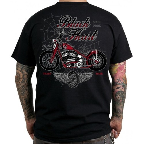 Marškinėliai BLACK HEART Red Baron Chopper - Juoda