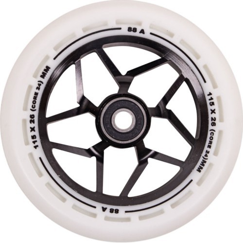 Paspirtuko ratukai LMT L, 115 mm, su ABEC-9 guoliais - Juoda/balta