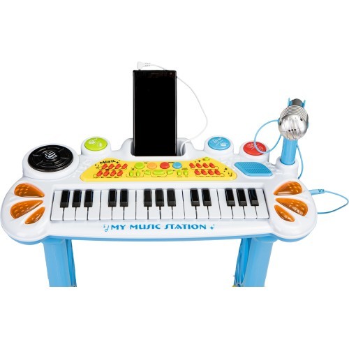Keyboard piano with microphone EcoToys, blue