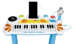 Vaikiškas pianinas su mikrofonu EcoToys, mėlynas