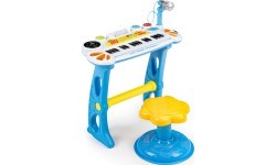 Keyboard piano with microphone EcoToys, blue
