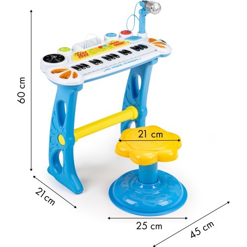 Keyboard piano with microphone EcoToys, blue