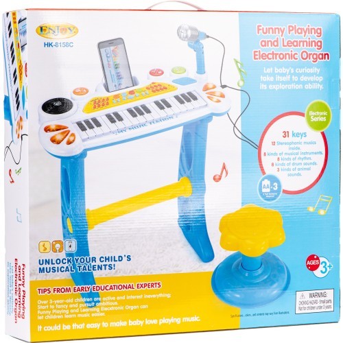 Vaikiškas pianinas su mikrofonu EcoToys, mėlynas