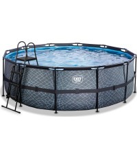 EXIT Stone pool ø427x122cm with filter pump and ladder - grey