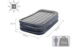 Pripučiamas vienvietis čiužinys su įmontuota elektrine pompa 191x99x42 cm INTEX 64132