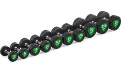 Fiksuoto svorio poliuretaninių hantelių rinkinys 2,5–25 kg (žingsnis 2,5 kg) 275 kg – UpForm