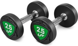 Fiksuoto svorio poliuretaninių hantelių rinkinys 2,5–25 kg (žingsnis 2,5 kg) 275 kg – UpForm