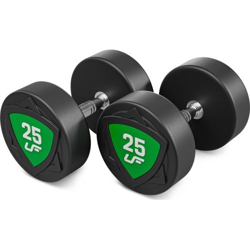 Fiksuoto svorio poliuretaninių hantelių rinkinys 2,5–25 kg (žingsnis 2,5 kg) 275 kg – UpForm