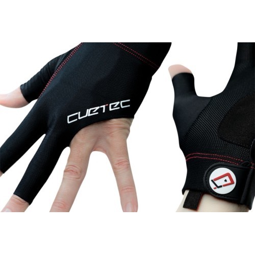 Biliardo pirštinė Cuetec Axis, 3 pirštų, juoda-raudona, XL