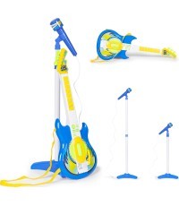 Electric guitar set microphone tripod for kids mp3 - blue