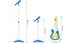 Vaikiškas elektrinės gitaros rinkinys su mikrofonu ir stovu, MP3, mėlynas
