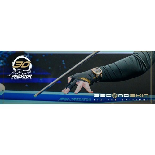 Billiard Glove, Predator Second Skin, 3-Finger, 30th anniversary, black, to wear on right hand, S&M