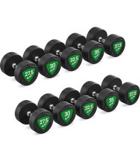 Poliuretaninių fiksuoto svorio hantelių rinkinys 27,5–37,5 kg (žingsnis 2,5 kg) 325 kg – UpForm