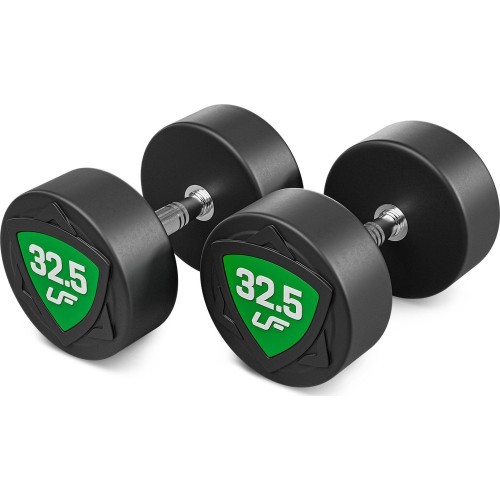 Poliuretaninių fiksuoto svorio hantelių rinkinys 27,5–37,5 kg (žingsnis 2,5 kg) 325 kg – UpForm