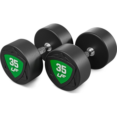 Poliuretaninių fiksuoto svorio hantelių rinkinys 27,5–37,5 kg (žingsnis 2,5 kg) 325 kg – UpForm