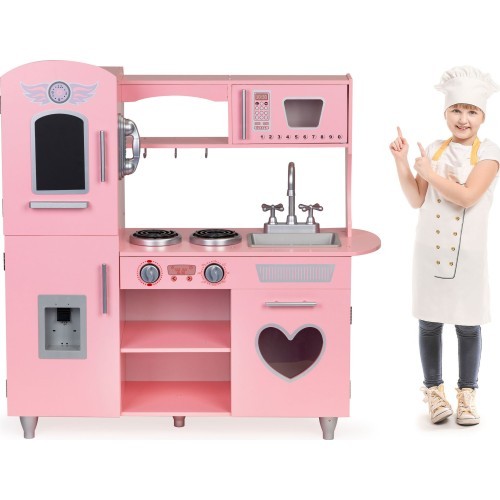 Didelė medinė vaikiška virtuvėlė Eco Toys su garso efektais