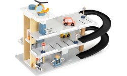 Large wooden garage parking with elevator + cars helicopter car wash ECOTOYS