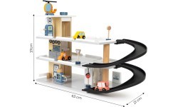 Large wooden garage parking with elevator + cars helicopter car wash ECOTOYS