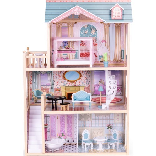 Dollhouse large wooden 3 floors 11 furniture ECOTOYS
