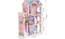 Dollhouse large wooden 3 floors 11 furniture ECOTOYS