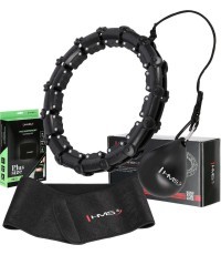 SET HULA HOOP HHW11 BLACK WITH WEIGHT + WAIST SUPPORT BR163 BLACK PLUS SIZE HMS