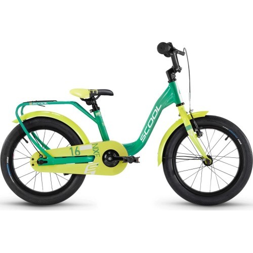 S'COOL niXe 16" 1-speed coaster-brake aluminium bike, green-lime