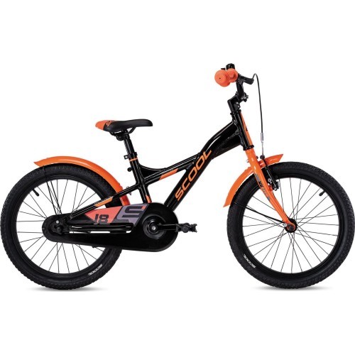 S'COOL XXlite 18" 1-speed coaster-brake bike, aluminium, black-orange