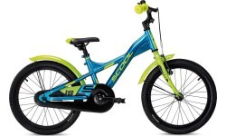 Детский велосипед S'COOL XXlite 18", 1 скорость, ножной тормоз, алюминий, сине-лаймовый