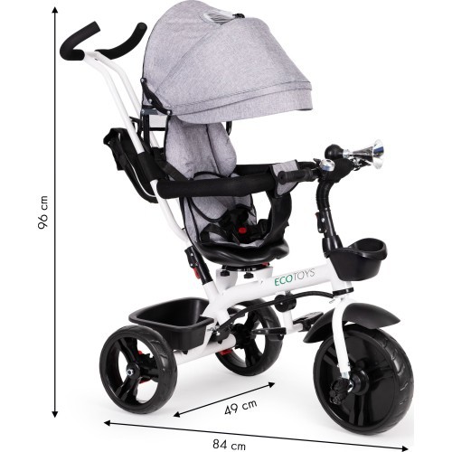 Triratukas Eco Toys su 360° pasukama sėdyne, mėlynas