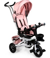 Трёхколёсный велосипед ECOTOYS Pink Delux с навесом, поворотный на 360°