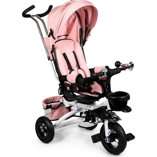Triratukas ECOTOYS Pink Delux su stogeliu, sukiojamas 360°