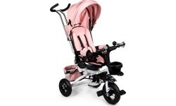 Triratukas ECOTOYS Pink Delux su stogeliu, sukiojamas 360°