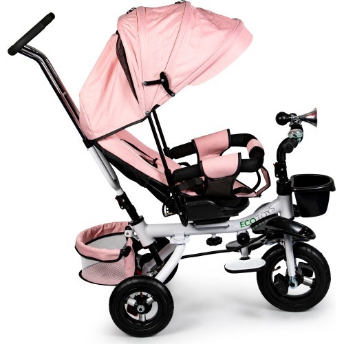 Rotating tricycle 360° Pink Delux with canopy ECOTOYS