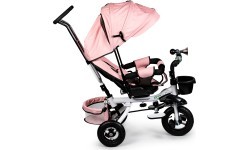 Triratukas ECOTOYS Pink Delux su stogeliu, sukiojamas 360°