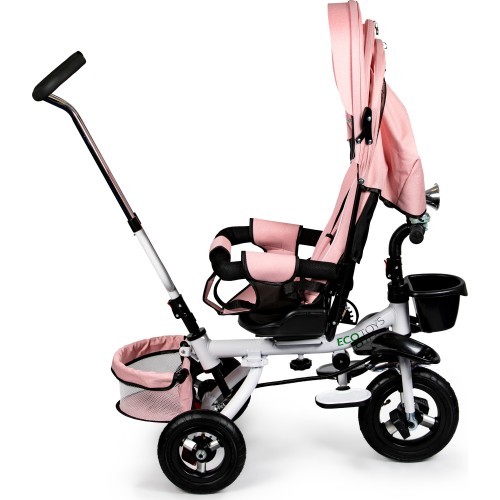 Rotating tricycle 360° Pink Delux with canopy ECOTOYS