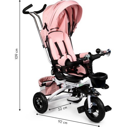 Трёхколёсный велосипед ECOTOYS Pink Delux с навесом, поворотный на 360°
