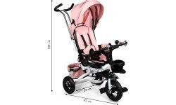 Triratukas ECOTOYS Pink Delux su stogeliu, sukiojamas 360°
